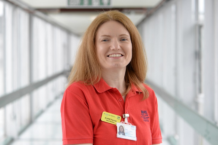 Volunteer Elaine in her NHS uniform